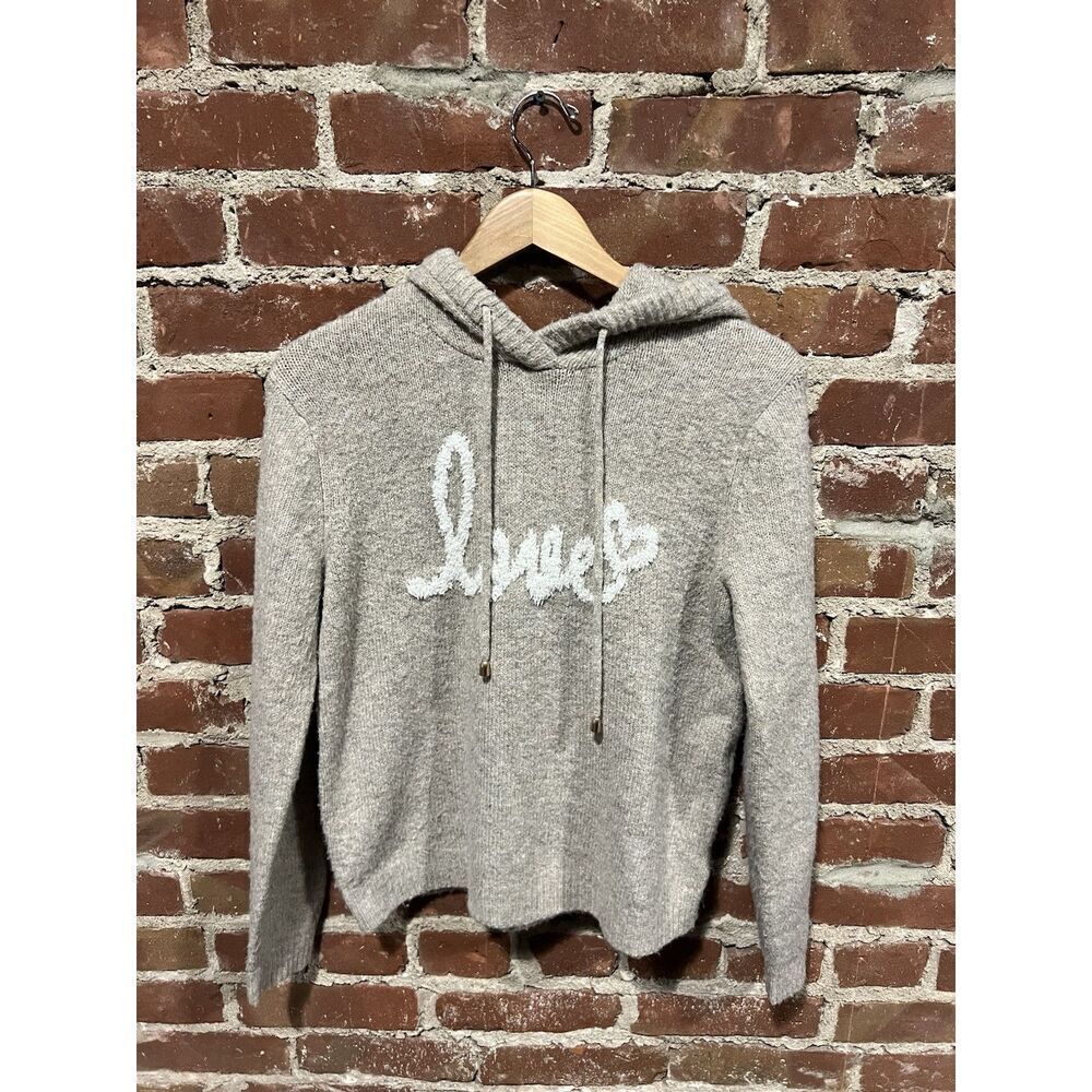 Cupcakes and Cashmere Womens Tan Pullover Hooded Sweatshirt Medium Love